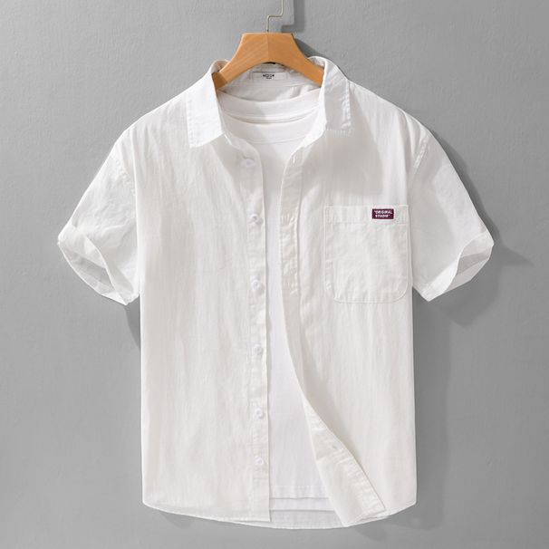 Summer Men's Simple And Versatile Short Sleeved Shirt Made Of Pure Cotton, Comfortable And Breathable, Fresh And Business Casual Shirt_viptrois.com