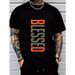 Casual Cuello Redondo Hombre Talla Grande Patrón Geométrico, Tejido Algodón Suave, Estiramiento Medio - Camiseta De_viptrois.com