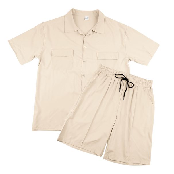 Men's Lightweight Linen-Look Shirt & Shorts Set | Casual Vacation Utility Style Outfit Lightweight & Breathable Fabric_viptrois.com