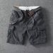 Men's Clothing Fashionable Military Green Cotton Work Shorts Summer Loose Multi Pocket Casual Shorts_viptrois.com