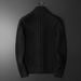 Loom Loom European Station Men's Cardigan 2023 Autumn Winter New Stand Collar Sweater Knitted Solid Color Jacquard Casual Simple_viptrois.com
