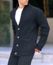Men's Casual Knit Cardigan – Single-Breath Button Front Coat With Notch Lapel (S-3XL, Charcoal/Black/Olive/Beige)_viptrois.com
