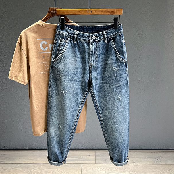Men's Clothing Autumn And Winter New Men's Fashion Brand Retro Casual Loose Harem Tapered Daddy Non Stretch Denim Trousers_viptrois.com