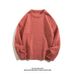 Solid Color Knitted Sweater, Round Neck Sweater, Men's And Women's Loose And Thick Pullover, Warm Outerwear_viptrois.com