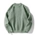 Men's Chunky Knit Sweater - Oversized Cable Knit Pullover With Textured Design, Casual Crewneck Jumper For Autumn Winter, Retro Streetwear Style_viptrois.com