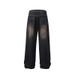 Men's Clothing High Street Deconstructed Stitching Washed Distressed Drape Jeans Men's Fashion Brand Retro Loose Casual Straight Pants_viptrois.com
