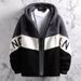 Plus Size Men's Fleece Jacket – Oversized Sherpa Hooded Coat (Black/Grey, British Style, Loose Fit, Sizes M-8XL, Machine Washable)_viptrois.com
