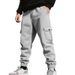 Men's Fleece Lined Cargo Pants Casual Loose Fit Long Trousers Multi Pocket Autumn Winter Drawstring_viptrois.com