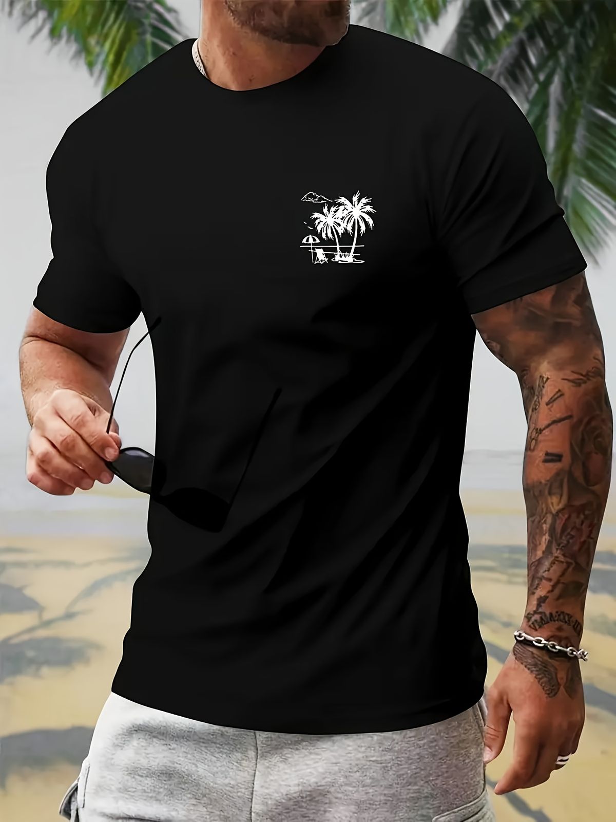 Maglietta A Maniche Corte Casual Uomo 180g Cotone Puro, Comoda E Versatile Per L'abbigliamento Quotidiano Estivo_viptrois.com
