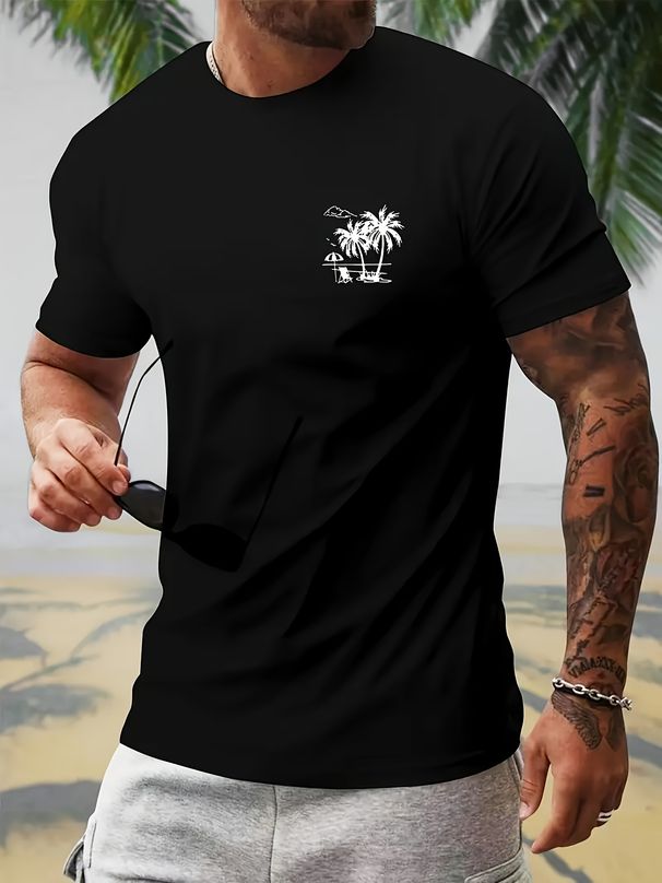 Maglietta A Maniche Corte Casual Uomo 180g Cotone Puro, Comoda E Versatile Per L'abbigliamento Quotidiano Estivo_viptrois.com