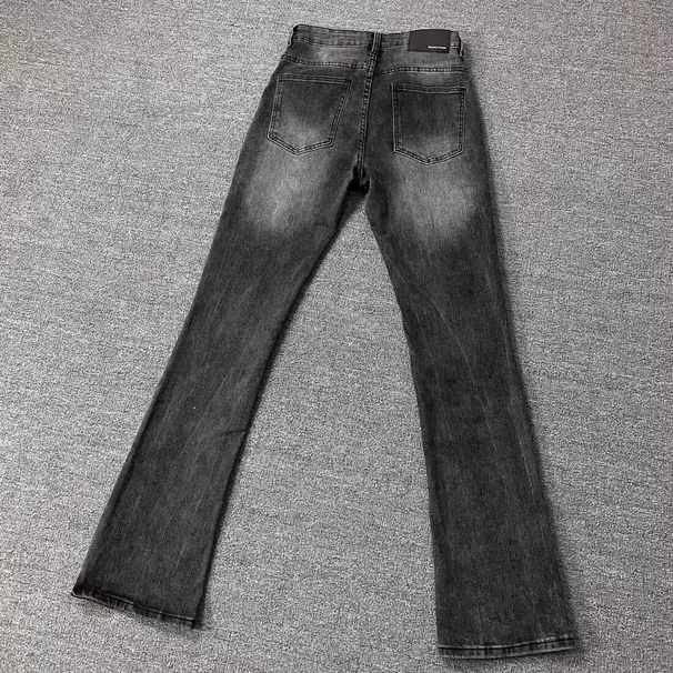 American-style Deconstructed Black Gray Pattern Clean-fit High Street Style Washed Straight-leg Jeans With A Vintage_viptrois.com