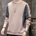 Splicing Contrasting Color Hoodie For Men In Spring And Autumn, New Trendy Brand, Loose Casual Round Neck Base Shirt,_viptrois.com