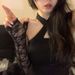 Han Miscellaneous Girl Group Style Mesh Flower Wedding Lolita Black And White Lace Gloves Sexy Photography Props_viptrois.com