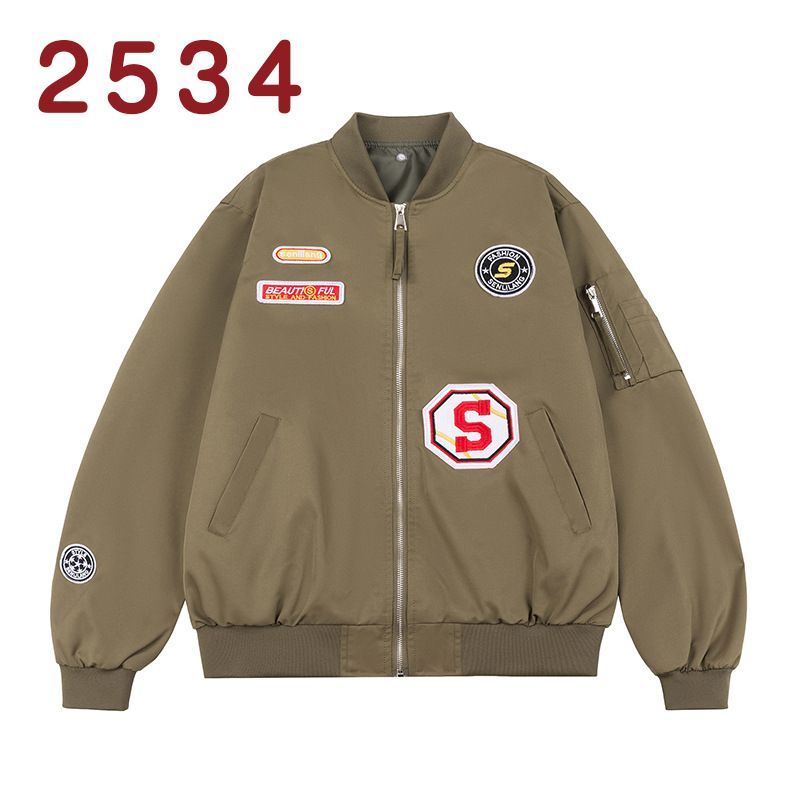 Men's Clothing American Retro Workwear Baseball Jacket Men's Thin Loose Trendy Embroidery Design Spring And Autumn Jacket_viptrois.com