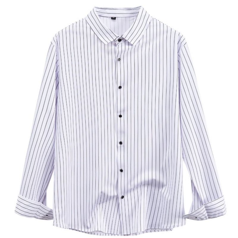 K Seamless Striped Elastic Striped Shirt For Men, No Ironing, Hanging Down, Long Sleeved Shirt For Men_viptrois.com