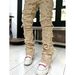 Men's Clothing New Street Men's Jeans Fashion Trend Straight Pants Micro Flaring Tassel Patch Pants_viptrois.com