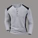 Men's Waffle-Knit Henley Shirt – Long Sleeve Thermal Pullover With Button Placket (S-XXXL, Earth Tones & Neutrals, Breathable Polyester Blend)_viptrois.com