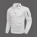 Men's Slim Fit Long Sleeve Polo Shirt With Contrast Collar & Zipper Accent – Breathable Polyester Blend For Casual & Sports Wear (White, Black)_viptrois.com