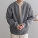 Men's Clothing Solid Color Round Neck Knitted Cardigan Jacket Men 2024 Autumn And Winter Fashion Youth Trend All Match Casual Large Size Tops_viptrois.com