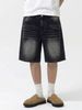 Men's Denim Shorts Style Summer Simple Straight Leg Loose Versatile Casual Washed Pants_viptrois.com