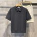 Men's Clothing Summer New Ins Lapel Short Sleeved Polo Shirt Men's Light Luxury All Match Solid Color Plaid Texture T Shirt_viptrois.com