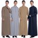 Men's Clothing Men's Robe Solid Color Qatar Stand Collar Men's Robe Dress_viptrois.com