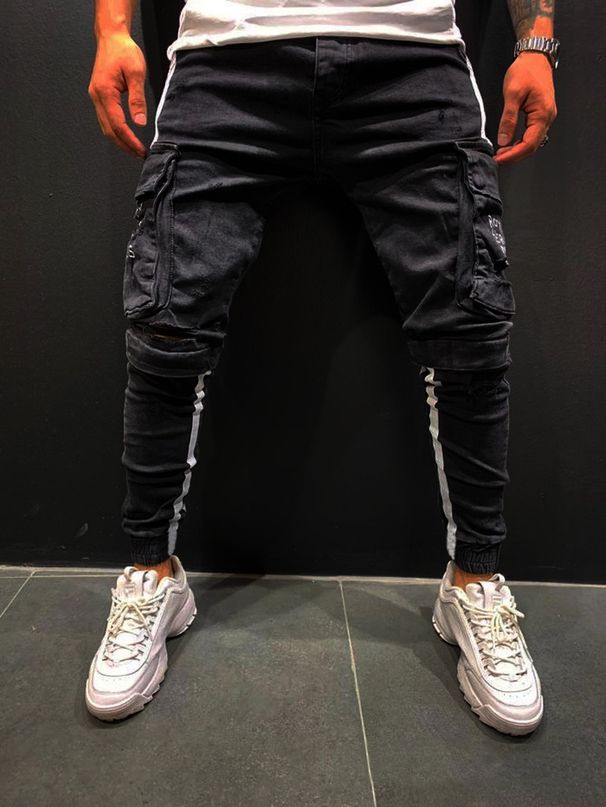 Men's Clothing Stretch Jeans Slim Leg Trousers_viptrois.com