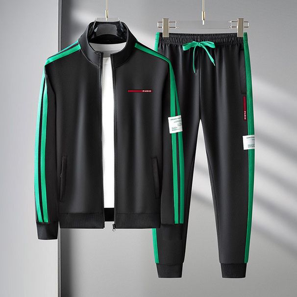 Men's Clothing Autumn Suit Men's Sports Casual Sweatshirt Sweatpants Suit Cardigan Zipper Two Piece Suit Paris Letter Style_viptrois.com