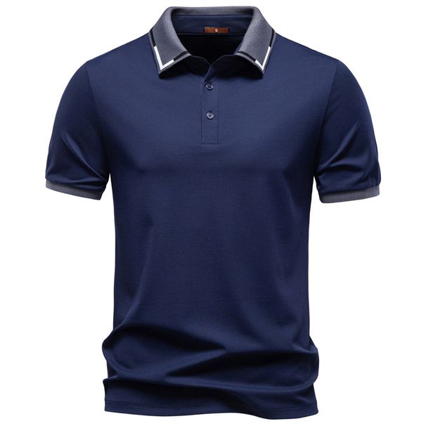 Men's Jacquard Polo Shirt, Soft Tencel Blend Short Sleeve Top For Casual Comfort & Stylish Look Elegant Jacquard Detail_viptrois.com