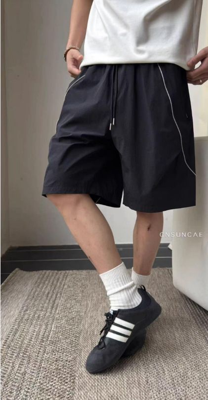 Men's Style Minimalist Patchwork Quick Drying Water Repellent Sports Shorts Outdoor Casual Straight Drawstring_viptrois.com