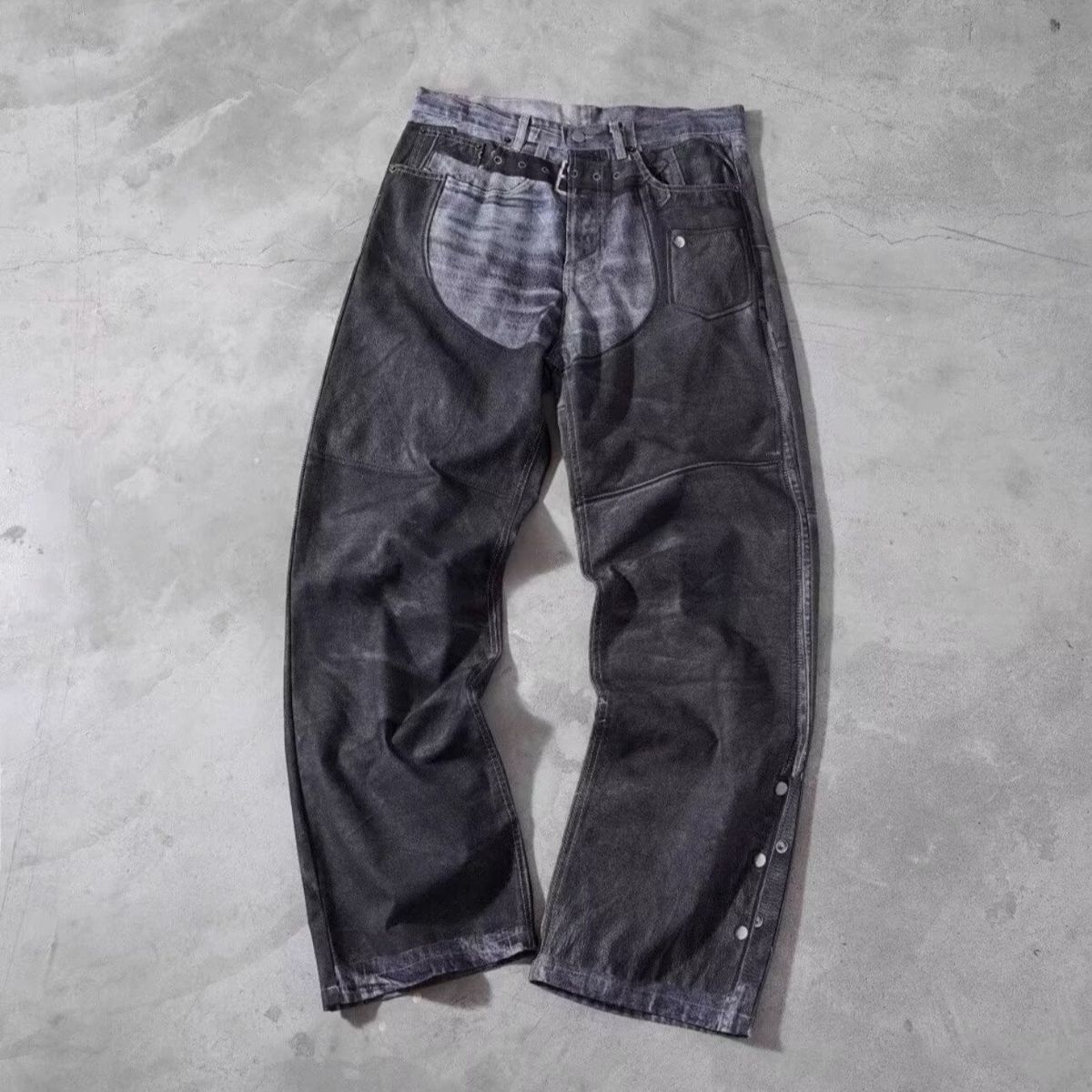 Men’s Relaxed Fit Straight-Leg Jeans – Minimalist Inspired Casual Denim Pants, Soft Washed Black_viptrois.com