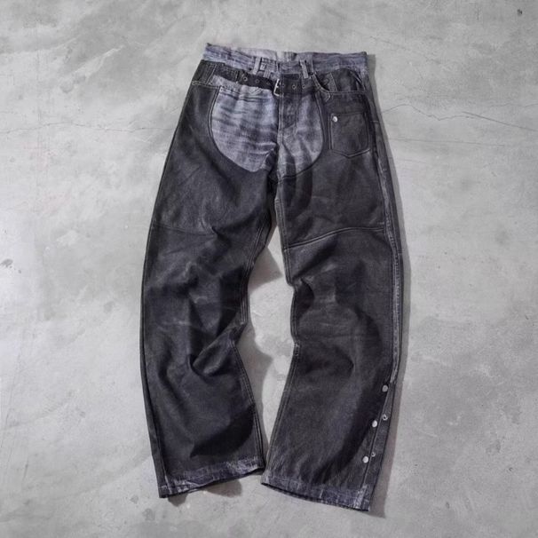 Men’s Relaxed Fit Straight-Leg Jeans – Minimalist Inspired Casual Denim Pants, Soft Washed Black_viptrois.com