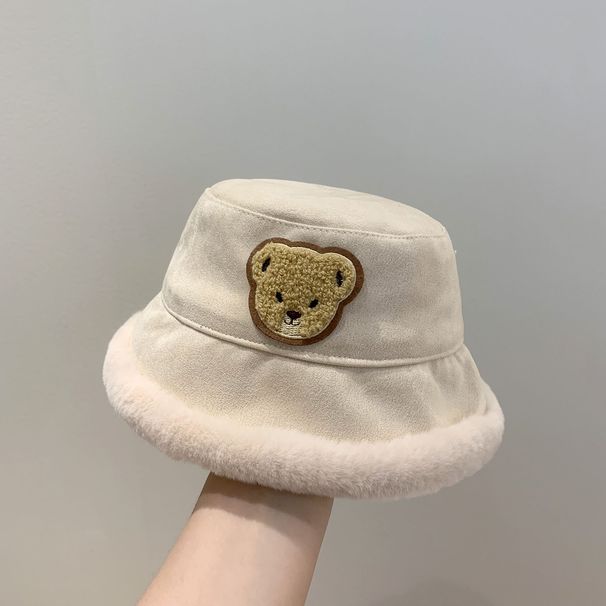 Kids'hats Autumn and winter Bear Boys and girls Fisherman hat Children's thick plush basin hat baby warm hat_viptrois.com