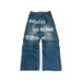Popular Men's And Women's Faux Leather Jeans Wide Letter 3D Print Retro Hip Hop Style Trending_viptrois.com
