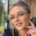 51014 Cat Eye Square Anti-Blue Light Plastic Titanium Eyeglass Frames Ultra-Light Men Women Optical Fashion Computer_viptrois.com