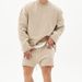 New Muscle Fitness Long Sleeved Men's Running Training Loose Fit Oversized Breathable Round Neck Casual Rolled Edge_viptrois.com