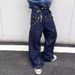 European And American Hip-Hop Jeans Double Waist Patchwork Cargo Trendy Loose New Wide-Leg Men's Pants_viptrois.com