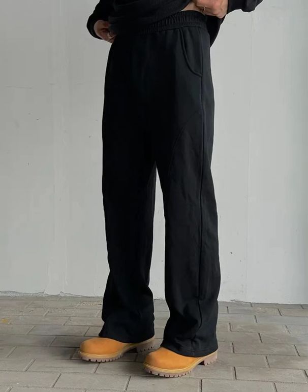 Men's Clothing Autumn And Winter Soft Sticky Patchwork Deconstruction Straight Wide Leg Autumn And Winter Sweatpants_viptrois.com