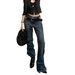 Cleanfit Style Heavy Bootcut Washed Distressed Cat-ear Denim Jeans, Slim Fit Vintage Long Pants For Men_viptrois.com