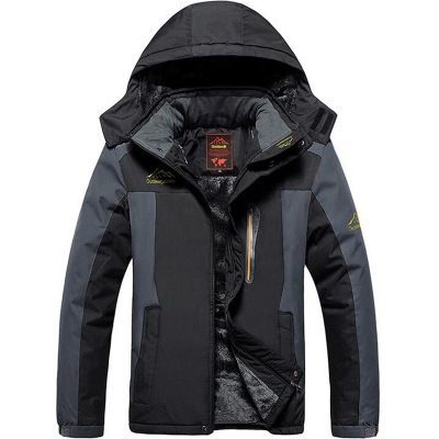 Men's Clothing Men's Fleece-Lined Waterproof Windproof Winter Jacket For Outdoor Sports Hiking Camping (Red, Black, Blue, Army Green)_viptrois.com