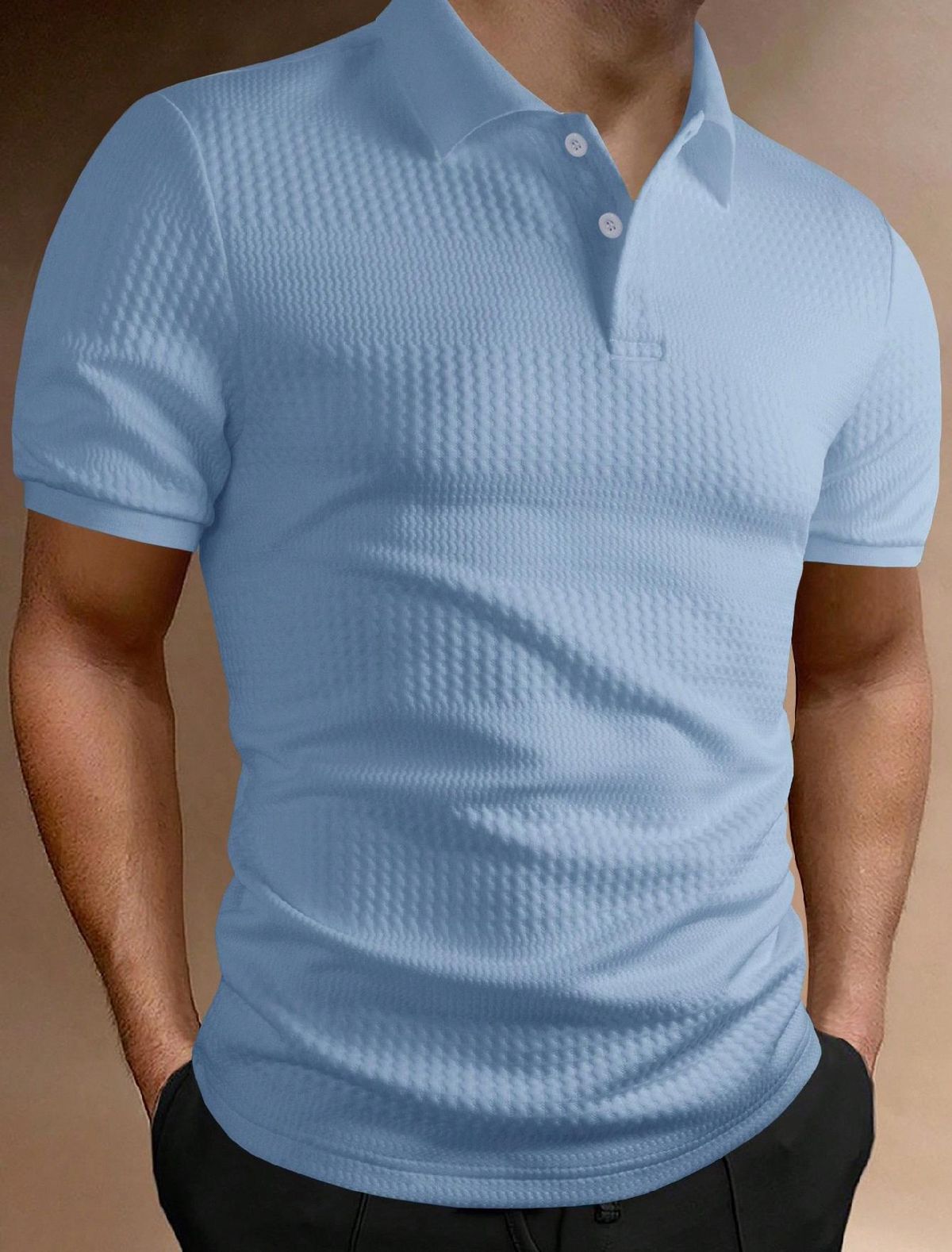 Men's Clothing Men's T Shirt Shirt Collar Summer Solid Color Short Sleeve_viptrois.com