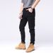 Biker Jeans Men's Stretch Slim Pants Fashion Brand Small Straight Pants Street Fashion Small Black Pants_viptrois.com