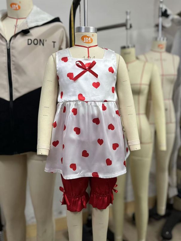 Mother & Kids Silk Girl Suit Satin Heart Butterfly Casual Suit_viptrois.com