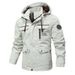 Men's Hooded Windbreaker Jacket, Casual Long Sleeve Printed Coat For Spring & Autumn, Breathable Outdoor Wear With Multiple Pockets_viptrois.com