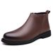 European Warm Series Wide Last Toe Side Chain Denim Style Trendy Men's Martin Boots Mid-Calf Warm Non-Slip Rubber Sole Single Cotton Shoes_viptrois.com