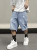 Men's Clothing American Style Washed Distressed Denim Shorts Summer Loose Fit Plus Size Retro Casual Five Point Pants_viptrois.com