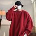 Men's Clothing Sweater - Japanese Style Oversized Pullover, Winter Warm Casual Crewneck Jumper, Soft & Cozy Unisex Knitwear (Red, Blue, Green, Beige)_viptrois.com