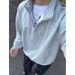 Men's Light Gray Half-Zip Sweatshirt - Heavyweight Casual Pullover With Stand Collar For Spring & Fall_viptrois.com