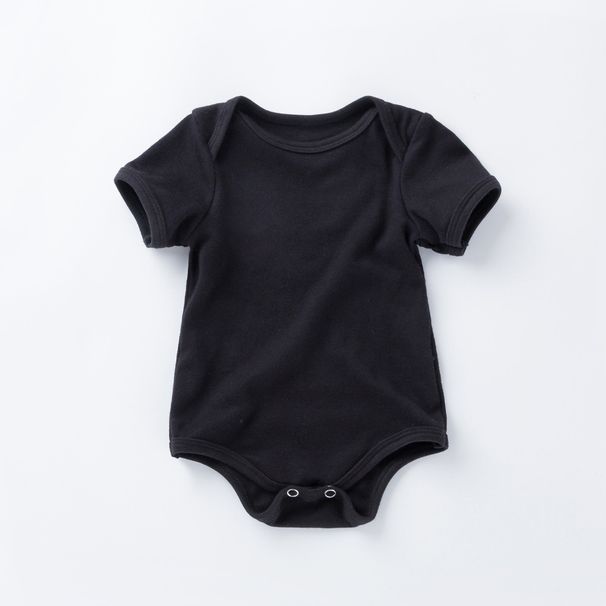 Baby clothes newborn 0-2 years old baby breathable cotton short-sleeved pajamas baby solid colour triangle crawling clothes_viptrois.com