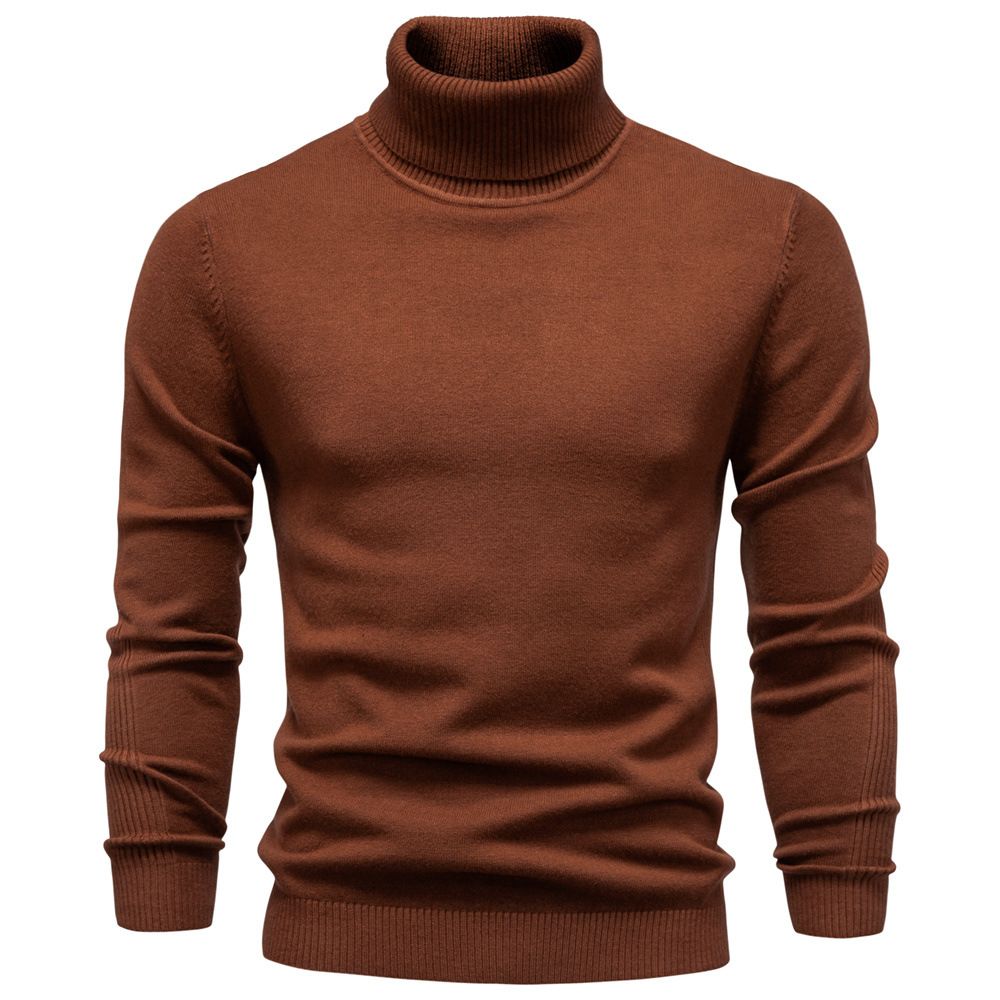 Men's High-Neck Knit Sweater - Stretch Viscose Slim Fit Pullover For Urban Autumn Wardrobe_viptrois.com
